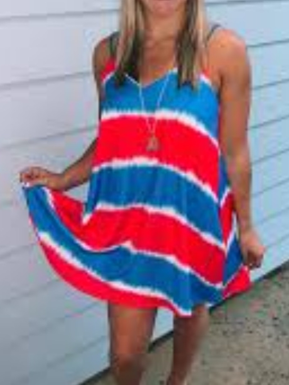 Peach Love California Red and Blue Tie-Dye Slip Dress - Picture 2 of 6